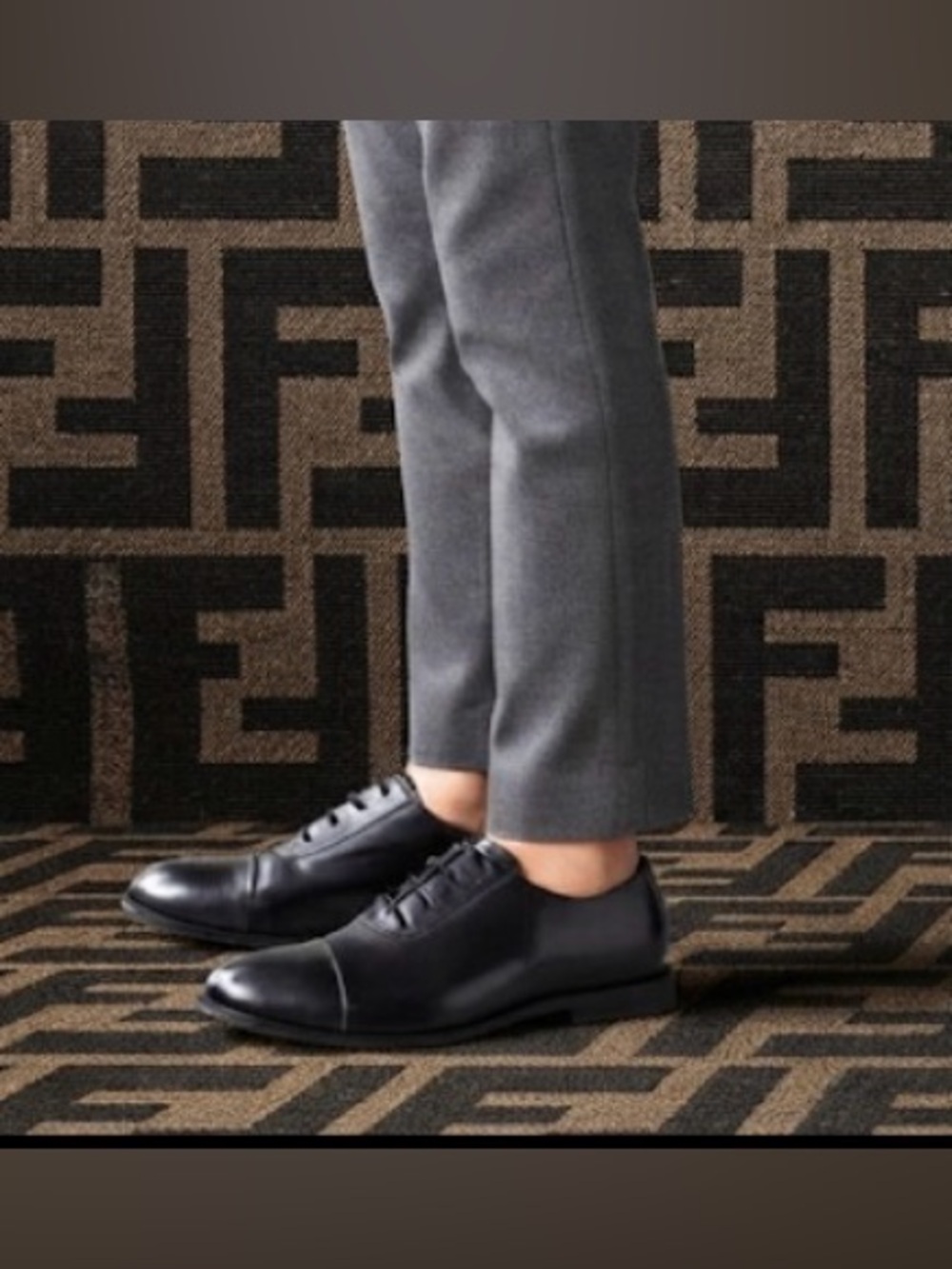 Authentic Fendi luxury designer dark navy blue Oxford derby dress shoes sz 13